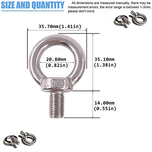 Image of Lifting Ring Eye Bolt M8 /0.32 inch Marine Weight Lift 304 Stainless Steel Male Thread Screws Bolts Rings Eye Bolts Ring Screw 5pcs