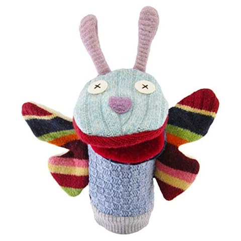 Cate and Levi - Hand Puppets for Kids, Adults and Toddlers - Premium Reclaimed Wool - Handmade in Canada - Machine Washable (Butterfly) Cover