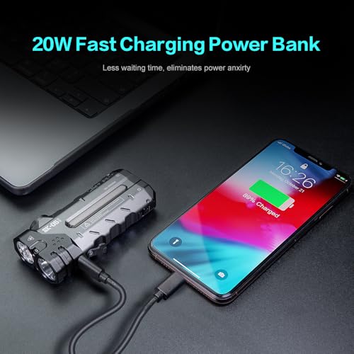 Image of LOOP GEAR 4360 Lumens Flat Flashlight SK05 Pro(5700K) with 8000mAh Power Bank, Portable Rechargeable EDC Flashlight with Floodlight, Spotlight & Sidelight Idea for Outdoors Hiking Emergency