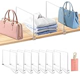8 Pièces Séparateurs D'étagères en Acrylique Transparent,Separateur Etagere Multifonction,...