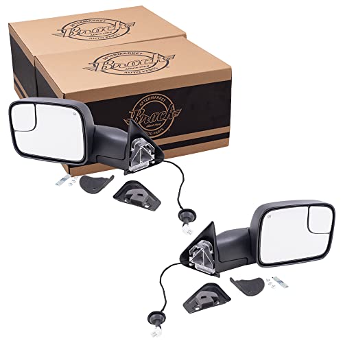 Brock Aftermarket Replacement Driver Left Passenger Right Performance Upgrade Power Tow Mirror Textured Black-7X10-Flip-Up With Heat And Mounting Bracket Compatible With 1998-2001 Dodge 1500 #TOP6