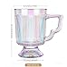 Joeyan Iridescent Glass Coffee Mugs,Vintage Ribbed Coffee Cups with Handle,Tea latte Cappuccino Espresso Milk Cups,Rainbow Drinking Glasses,12 oz,Set of 2
