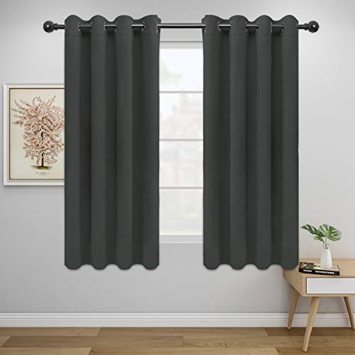 Image of Easy-Going Blackout Curtains for Bedroom, Solid Thermal Insulated Grommet and Noise Reduction Window Drapes, Room Darkening Curtains for Living Room, 2 Panels (52x46 in,Dark Gray)