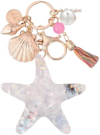 Beach Sea Ocean Themed Keychain for Women Ocean Lovers Starfish Shell Keychain for Bag Purse Keychain Charm image 4