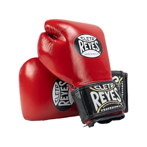 CLETO REYES Professional Extra Padding Boxing Gloves for Training, Sparring and Punching for Men and Women, MMA, Kickboxing, Muay Thai, Hook and Loop, 14 oz, Red