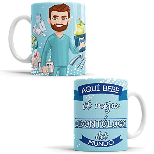 Taza Aquí Bebe El Mejor Odontólogo del Mundo/Taza aqui Bebe un Super Odontólogo/Taza Regalo Original para Odontólogo - Taza de cerámica de 350 ML