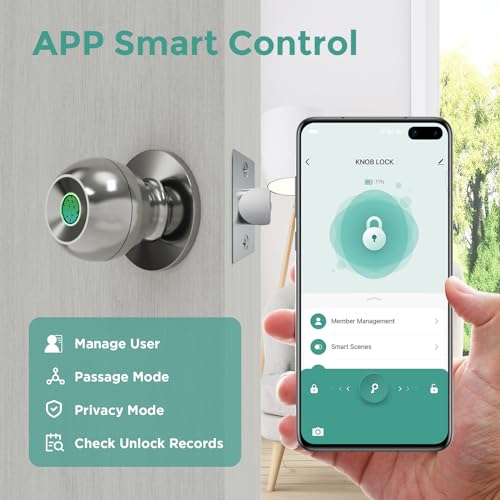 Fingerprint-Door-Lock-Rechargeable-Smart-Door-Knob-Biometric-Door-Lock-with-App-Control-Fingerprint-Door-knob-for-Bedrooms-Apartments-Offices-Hotels-Stainless-Steel