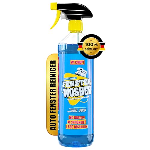 WOSHUP! Fensterreiniger Xtra Skin Schutzfilm 1000 ml Glasreiniger für Plexiglas Acrylglas, Scheibenreiniger für Wohnwagen, Wohnmobil, Auto, Caravan, Streifenfreie Reinigung