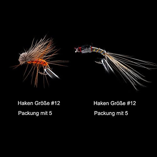 Goture Fliegenfischer-Fliegen-Kit – 100PCS Fliegenfischer-Köder mit Fliegenfischerbox – Fliegenfischer-Sortiment-Kit für Bassforellen-Lachsangeln – Trockenfliegen Nassfliegen Streamer Nymphen