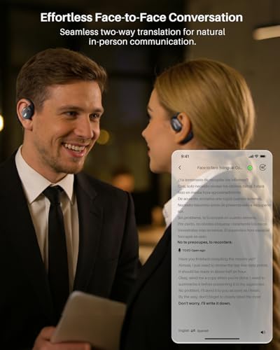 Image of TOZO Real-Time AI Translation Earbuds, 80H Playtime Translator Ear Buds, Digital Display, AI Clear Calls, Comfortable Wear Open Ear Earbuds, AI Bluetooth Headphone for Travel Meeting Learning, Black