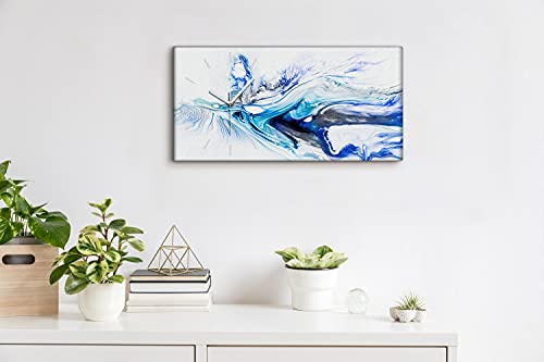 Horloge sur toile 60x30cm silencieuse avec aiguilles blanches pour un salon moderne sans tic-tac - 4