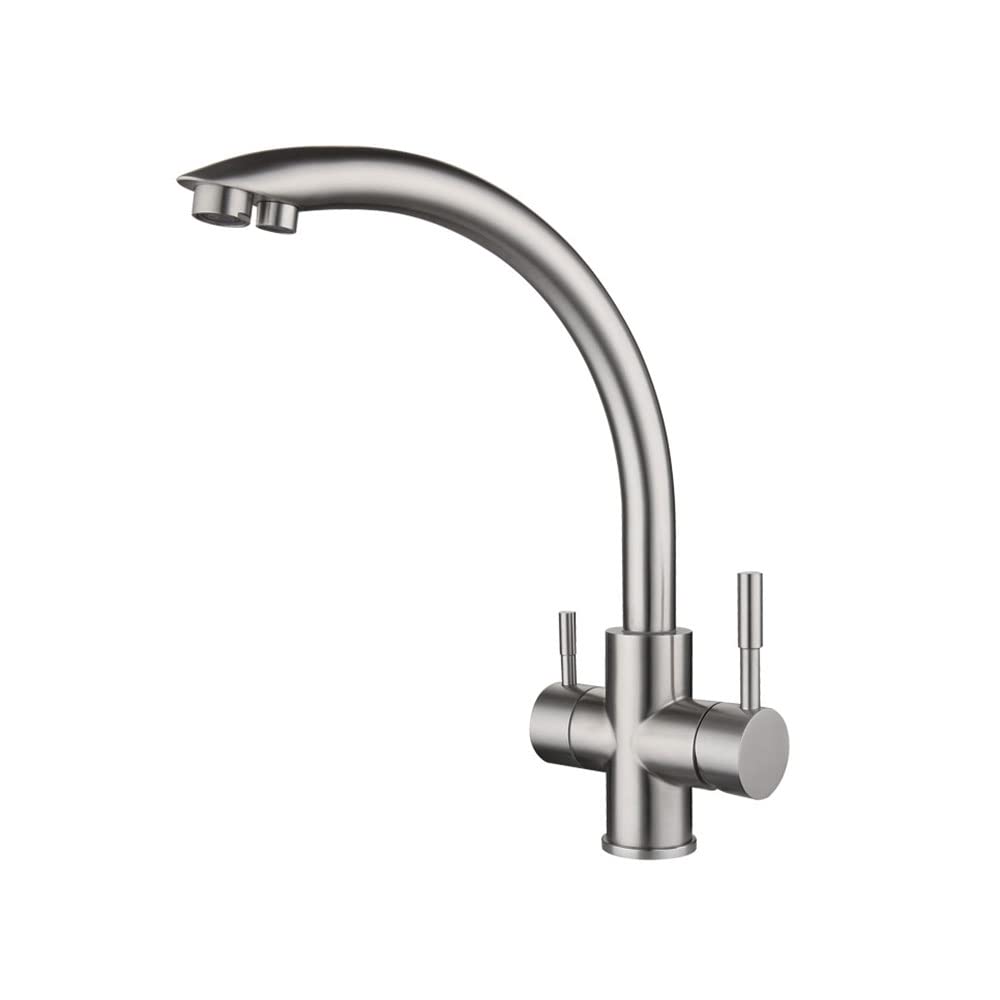 GLETSF Rotatable 3-Way Kitchen Sink Faucet Filter System - Chrome Mixer Tap for Water Purification and Easy Access,
