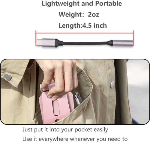 VAKS USB C Male to 3.5mm Female Headphone Jack Adapter,Type C to Aux Audio Cable Cord Compatible with Google Pixel 6 Pro/5/4/3/2,Samsung Galaxy S22+ S21 Ultra S20 S10 S9 Note 20 10,Light purple