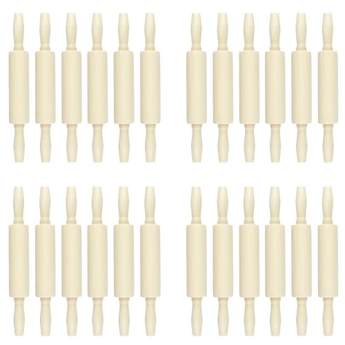 Miokun 24 Pack Wood Small Rolling Pin for Kids, 7.9 Inch Kids Rolling Pin for Home Kitchen