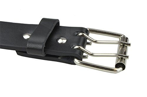 Belle Donne - Women's Double Grommet Leather Jeans Belt, Black , Size M(33"-36") - Thumbnail 2