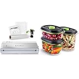 FoodSaver Système de conservation, Acier Inoxydable + Boîtes alimentaires FoodSaver de conservation et marinade|Boîtes alimentaires hermétiques sans BPA |Anti-fuite |Vont au lave-vaisselle |3 unités
