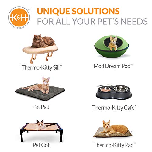 K&H Pet Products Thermo-Kitty Heated Pet Bed Deluxe Small Mocha/Leopard 16" 4W #TOP6