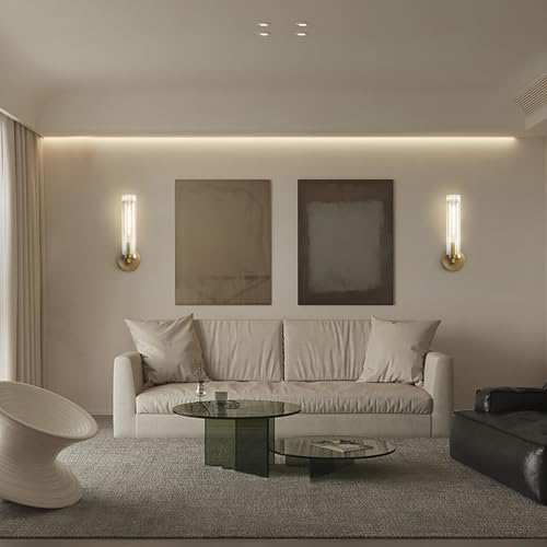 Brass Wall Sconces Lights Indoors Gold Bathroom Wall Sconces, Elevate Your Indoor Spaces with Crystal Wall Sconce, Wall Lights for Mirror Perfect for Living Room Bedroom Dresser, Vanity (gold)