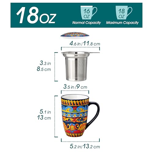 vancasso 18 Oz Tea Infuser Mug with Lid, Midnight Peacock by vancasso - Used condition - Image 2