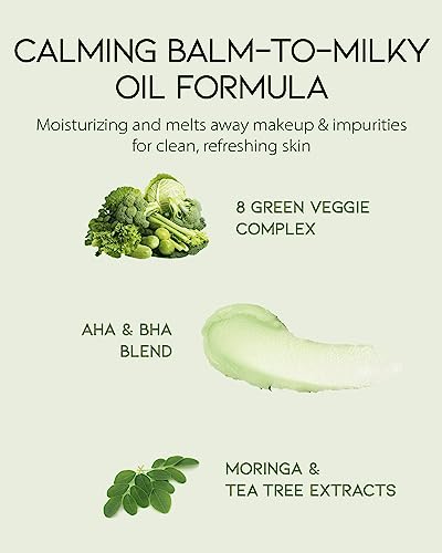 Madeca Botanic Cleansing Balm (4.1Fl Oz) - Gentle Makeup Removal (Face Wash) For Women With Sensitive Skin By Dongkook. Green Veggie Complex, Aha & Bha, Moringa, Tea Tree. #TOP2