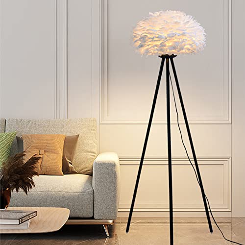 Lámpara de pie de pluma elegante para iluminar tu rincón de lectura en el salón 2