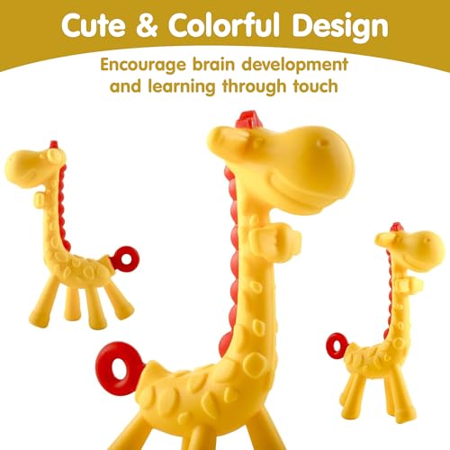 Image of Giraffe Shape Teether for Babies 6+ Months - BPA Free Silicone Teething Toys for Infants | Safe and Soft Chewable Toy | Freezer and Dishwasher Safe | Ideal Gift for Baby Girls & Boys