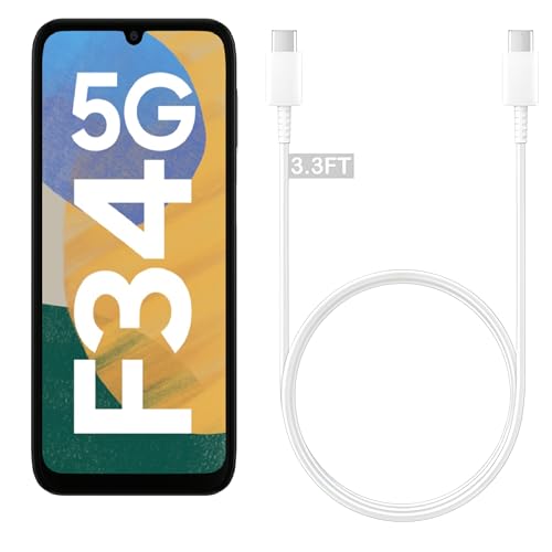 Image of Samsung 25W Type C To C Cable Super Fast Cord F34 5G Devices 5A 1M Type C For PD Charger 45W Support Samsung Galaxy F54,A54,M34,A34,M14,A14,F14,F23,M33 Z Fold /Flip Phone Super Fast Cord, White