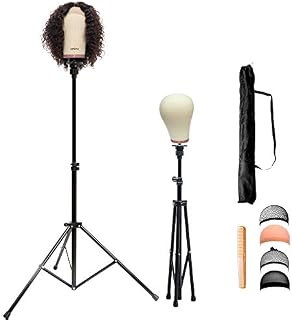 xnicx Wig Stand Mannequin head Tripod Holder Adjustable Canvas Block Head Stand Cosmetology