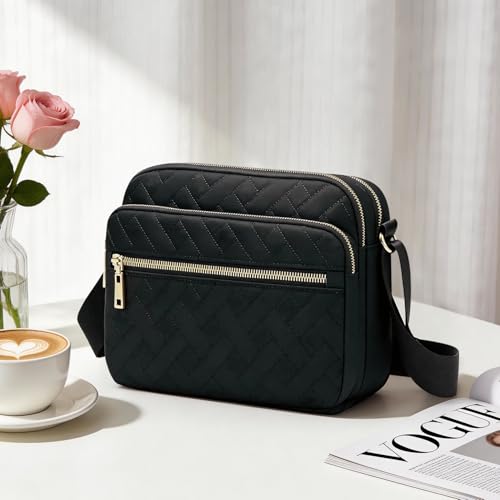 Image of Nylon Crossbody Bags for Women Trendy Quilted Cross Body Purse Medium Crossbody Purses Fashion Ladies Messenger Shoulder Bag