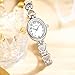 Diaofendi Petite Gold Watches for Women Vintage Bracelet Wrist Watch Luxury Ladies Oval,Fashion Dress Quartz Watch with Tools Include,Waterproof (Silver Shell-White)