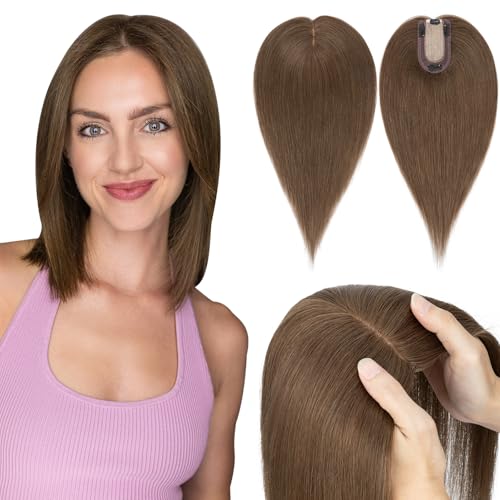 Hairro Human Hair Toppers for Women 18 Inch Medium Brown
