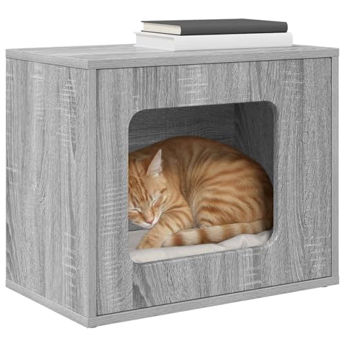 Maison pour chat moderne en bois gris 51x30x42cm - 4
