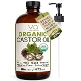 VITAL AFFAIR Organic Castor Oil 16 oz - Cold Pressed, Hexane Free & Unrefined Glass Bottle for Pack Wrap Routine, Hair Growth, Skincare, Face & Nails