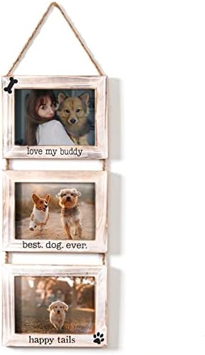 OKSQW Dogs Wall Picture Frame 5x7 Collage 3 Photo Frame Picture Gallery with String Husky Dog Shepherd Dog or Pet Picture Frames Memorial Display Frame on Ropes Gifts for Wall for Home and Office…