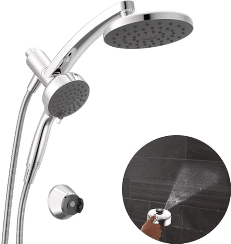 Delta 6-Setting PivotPro 3-in-1 Combination Shower Head with ProClean Spray, Chrome Round Shower Head Rainfall with Handheld Spray, 1.75 GPM, Chrome 75648