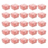HORIALENCE Cajas para anillos (25 unidades): 4 x 4 x 2,5 cm, caja de regalo con inserto para organizar joyas. Estuches pequeños para pendientes, ideal para bodas, cumpleaños, negocios, color rosa.