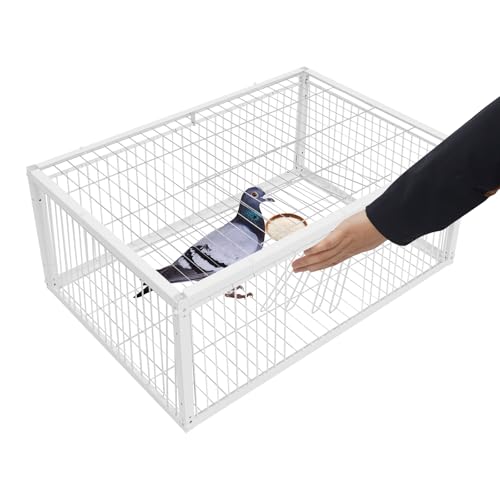 Pigeon Cage, Pigeon Trap with Escape-Proof Design, Iron Bird Trap with One-Way Entry and Skyligh, 4Doors 0.79 Spacing for 15 Pigeon, 24" x 16" x 10"