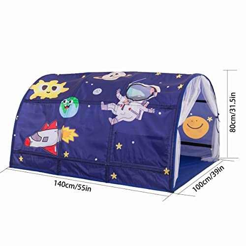 Happy Tent Space Stars Bed Tents For Kids Portable Play Tent Game House For Boys Girls Breathable Cottage Diy Inner Pocket Sleeping Tent Toddlers Playhouse With Double Net Curtain & Carry Bag (Blue) #TOP4