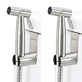 SassyAstra Handheld Toilet Bidet Sprayer — Adjustable Water Pressure, with Hose, Feminine & Pet Wash Kit, Bathroom Hygiene Attachment for Cloth Diaper Cleaning (Easy to Install, Stainless Steel)2Pack