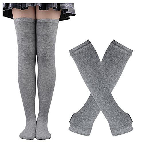 Gloves Socks Set High Stockings Knee Striped Socks Wristband Arm Cover Glove Christmas Halloween Cosplay