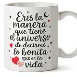 MUGFFINS taza regalo novia y novio con frase manera que tiene el universo de decirme bonita vida en Español | aniversario, regalos San Valentín, cumpleaños, romántico, amor | pareja-2 v1