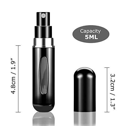 Fivexing 2Pcs Refillable Perfume Atomizer Bottles，Portable Mini Separate Perfume Bottle，Travel And Outings Spray Boxes Dispensers 5Ml/0.2Oz(Black) #TOP1