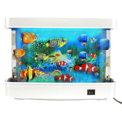 Artificial Fish Tank Decorative Aquarium Lamp Moving Fish Night Light Kids Tropical Fish Tank Toy Colorful Baby Aquarium Motion Lamp for Home Office Bedroom Desk Decor