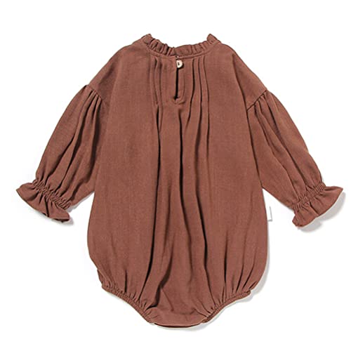 Newborn Baby Girl Boy Clothes Cotton Linen Romper Ruffle Sleeve Onesie Solid Color Jumpsuit Bodysuit2