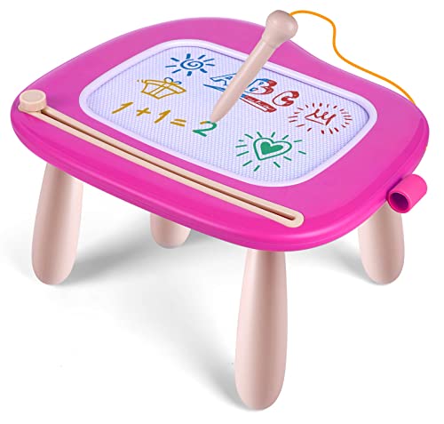 Smasiagon Toddler Toys for 1 2 3 Year Old Girls, Magnetic Drawing Board Doodle Pad for Toddlers 1-3, Educational Learning Travel Toys for Baby Girls Boys Birthday Chritsmas Gifts (Rose)