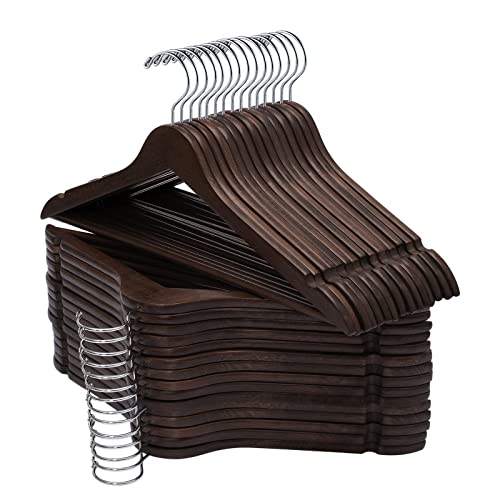 Elong Home Solid Wooden Hangers 30 Pack, Slim Wood Coat Hangers With Extra Smooth Finish, Precisely Cut Notches And Chrome Swivel Hook, Wooden Clothes Hangers For Shirt Suit Jacket Dress #TOP6