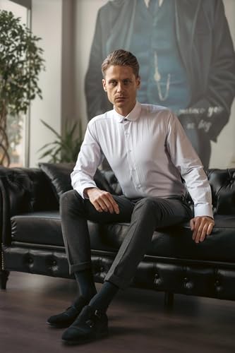 Club Collar Shirts for Men | Mens Long Sleeve Dress Casual Stylish & Formal Button Up Shirts in 1920s Style2