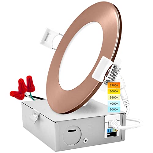 LUXRITE 4 Inch Ultra Thin LED Recessed Light with J-Box,