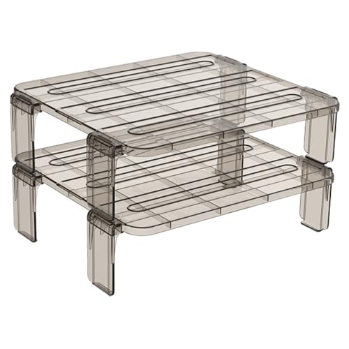 Mipcase 2 piezas Estante Apilable para Nevera Organizador para Frutas y Sobras Soporte para Almacenamiento Cocina y Despensa Color Té