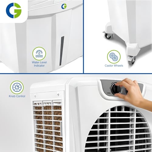 Image of CG Beluga 115L Desert Air Cooler for Home | Inverter Compatible | Ice Chamber | Castor Wheels | Water Level Indicator | Up to 45 Ft Air Throw | 3 Yr Motor and Pump Warranty | 1 Yr Product Warranty